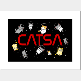 Funny Space Astronaut Cat Gifts Men Women Kids Cats Space Posters and Art